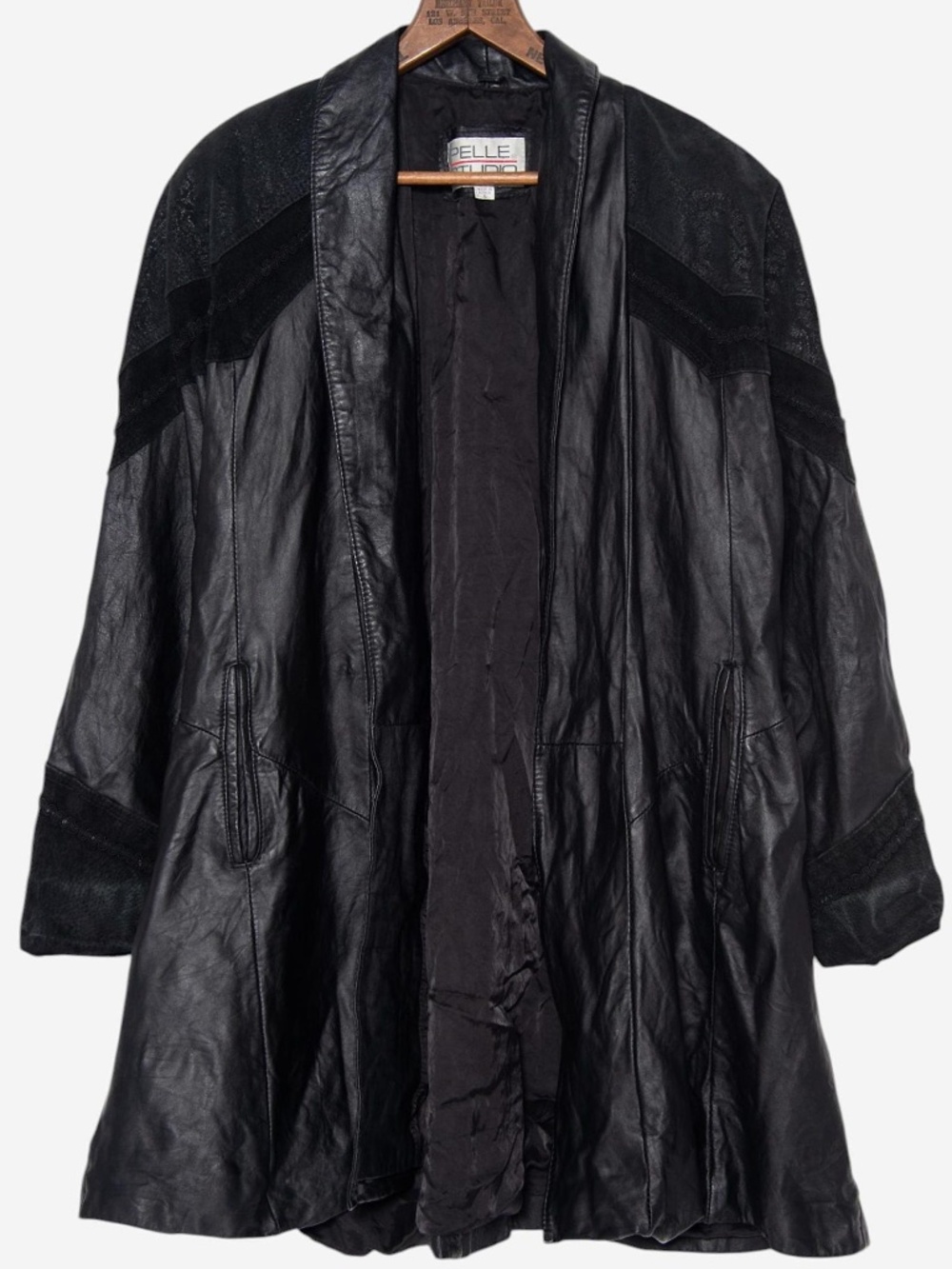 vintage 90s pelle studio black leather jacket / coat
